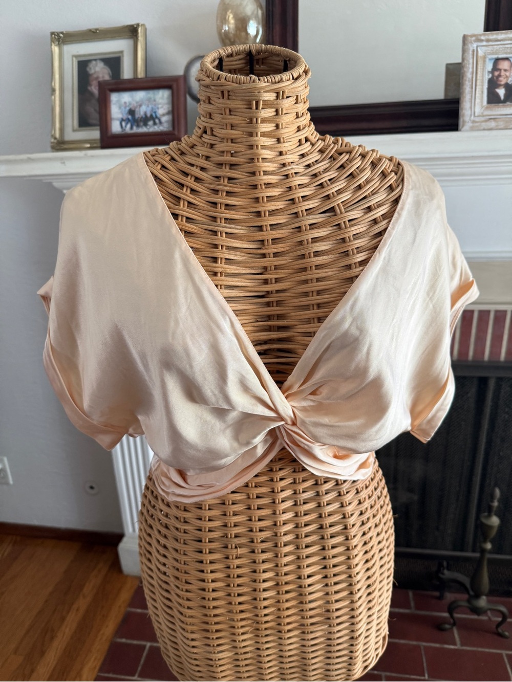 Zara beige flirty satin coquette crop top Large